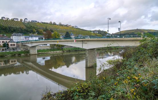 Bridge Wormeldange-Wincheringen over the Moselle river seen from the German side