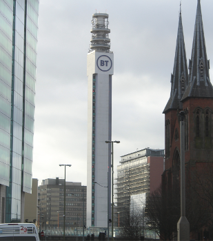BT Tower, Birmingham as seen from near St. Chads