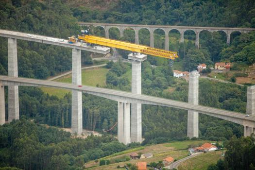 Building a bridge on the coastline near Santander, Spain