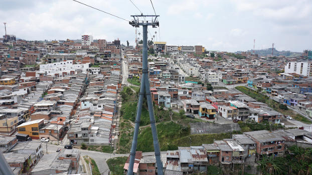 Bird's-eye view on Villa Maria, Manizales, seen from the cable car