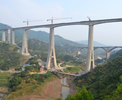 The Caijiagou Railway Viaduct in Chongqing Municipality, China