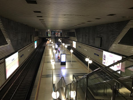 Çankaya metro station in İzmir, Turkey : Although being one of the busiest stations of İzmir Metro, it is almost empty due to the COVID-19 pandemic.