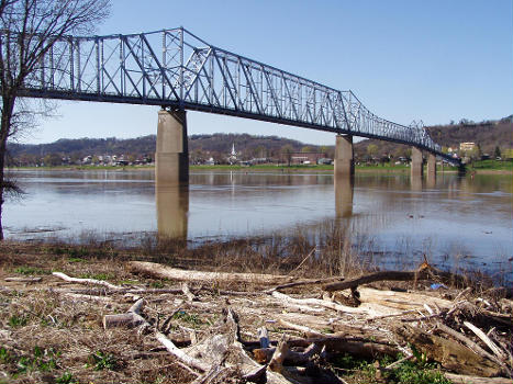 Main span of the Milton-Madison Bridge over the Ohio River between Milton, Kentucky and Madison, Indiana.