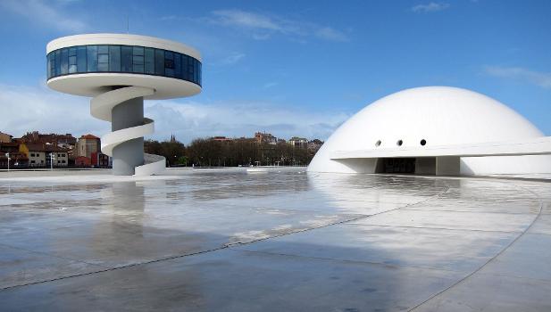 Dome and Tower of the Oscar Niemeyer International Cultural Centre in Avilés (Asturias, Spain)