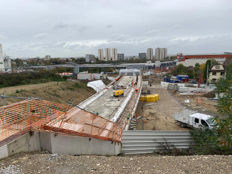 Chantier de construction du viaduc des Coteaux Beauclair, Noisy-le-Sec.