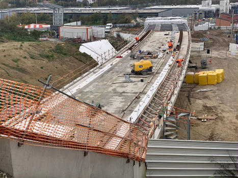 Chantier de construction du viaduc des Coteaux Beauclair, Noisy-le-Sec.