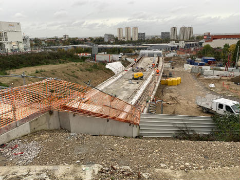 Chantier de construction du viaduc des Coteaux Beauclair, Noisy-le-Sec.