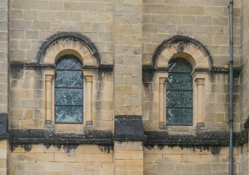 Windows of the church of the Nativity of the Virgin Mary of Cénac, commune of Cénac-et-Saint-Julien, Dordogne, France