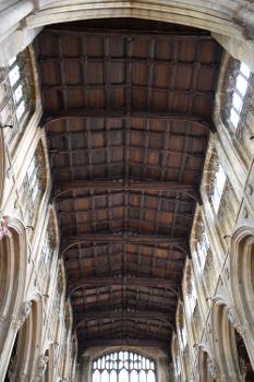 Cirencester Church (St. John the Baptist), Gloucestershire:A particularly fine Cotswolds 'wool' church of the 15th - 16th Century Perpendicular era (1440-1530) which was restored in 1865-67 by Sir George Gilbert Scott. Pictured is the nave roof.