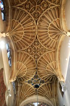 Cirencester Church (St. John the Baptist):Pictured is the superb early 16th Century (1508)Perpendicular fan vaulting of St. Nicholas's &amp; St. Katherine's Chapel with ist.