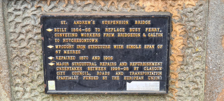 Commemorative plaque to St. Andrew's Suspension Bridge (commemorative plaque in Glasgow, Scotland, UK)