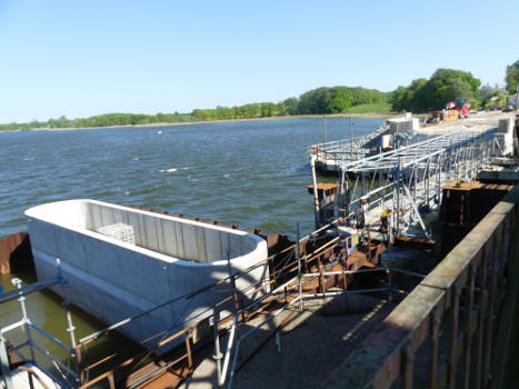 Construction site of the new Schleibrücke Lindaunis in May 2024.