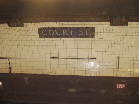 Station wall mosaic tiles at Court Street (BMT Fourth Avenue Line) station