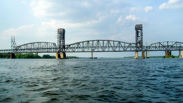 Delair Railroad Lift Bridge over the Delaware River, Philadelphia PA - Pennsauken NJ (looking northeast by kayak)