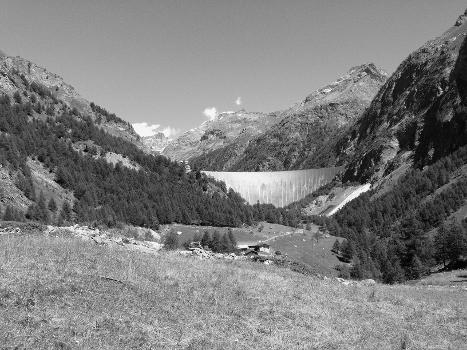 Place Moulin, Aosta Valley (IT), is one of the highest arch-gravity dams in the Alps