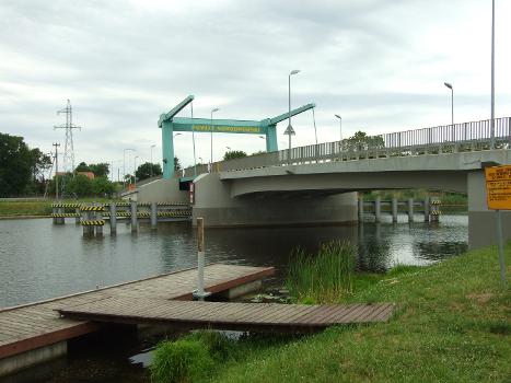 A bascule bridge in Drewnica across one of Vistula river estuaries. Pomorskie voivodship, Poland