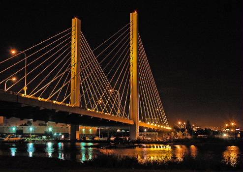 Tacoma, Washington 21'st Street bridge at night.