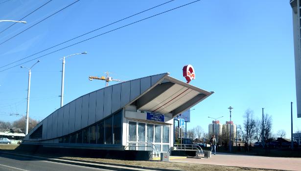 Entrance to Minsk Metro station Hrušaǔka on Dziarzhinski Avenue