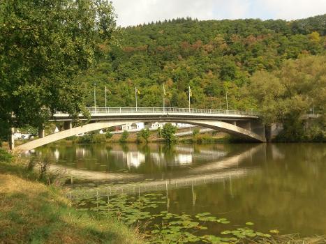 Lahnbrücke zwischen Fachbach und Nievern : Einbogige Stahlbetonbrücke, erbaut 1928.
