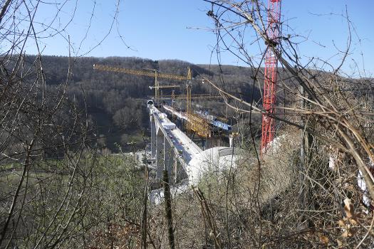 Filstalbrücke:Bauzustand April 2021, aus Richtung Osten