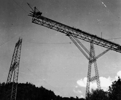 Freivorbau der über das Sittertobel im Jahre 1936