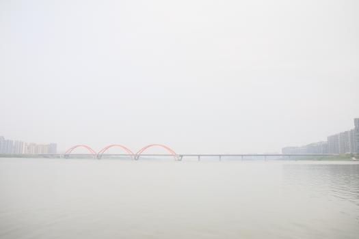 Fuyuanlu Bridge over the Xiang River in Kaifu District of Changsha, Hunan, China.