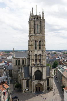 Ghent, Belgium: Ghent Cathedral as seen from the top of the opposing bell tower