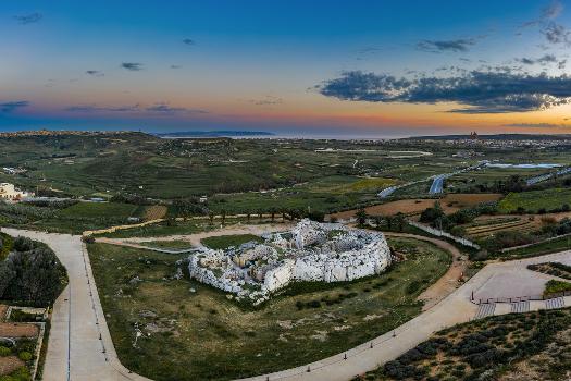 Aerial shot of the Ggantija Temple on Gozo