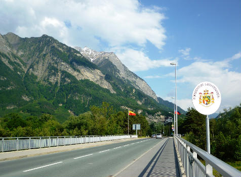 The border between () and (). In the background, and the Liechtenstein Alps.