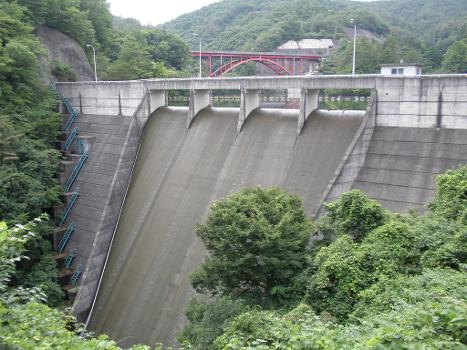 Hokubo Dam on the Bitchu river(tributary of Asahi river), Maniwa, Okayama.