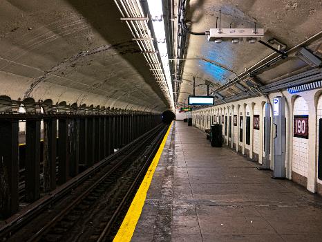 Southbound platform of the IND Eighth Avenue Line's 190th Street station