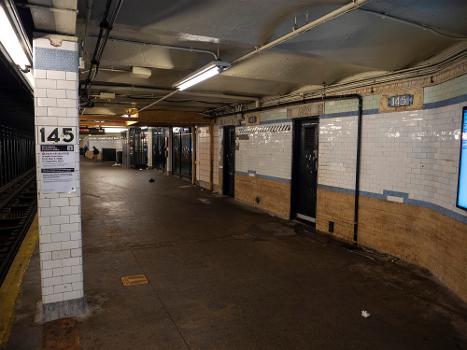 A view of the entrance/original area of the IRT Broadway-Seventh Avenue Line's 145th Street northbound platform.