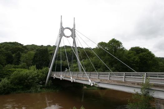 Jackfield Bridge : This is a cable-stayed bridge, one of several historic bridges in the Iron Bridge Gorge. The Jackfield Bridge tower and deck is made from composite steel and concrete sections.