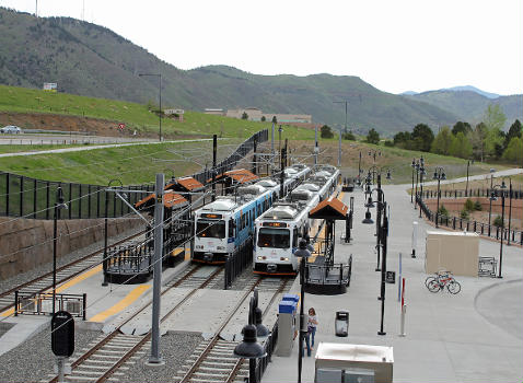 The Jefferson County Government Center/Golden RTD light rail stop in Golden, Colorado.