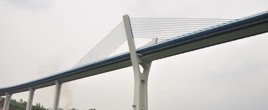 The Jia Yue Bridge over Jialing River in Chongqing municipality, China