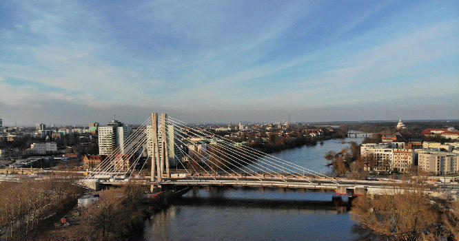 View of the Kaiser-Otto-Brücke in Magdeburg, Germany