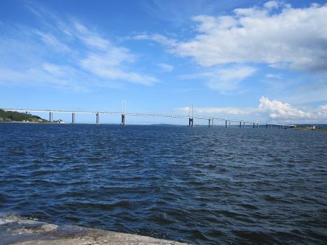 Kessock Bridge, three days before its 30th anniversary, viewed from the old Kessock ferry slipway at South Kessock,