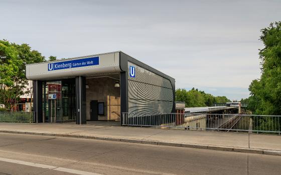 Entrance building of Kienberg U-Bahn station in Berlin (Germany)