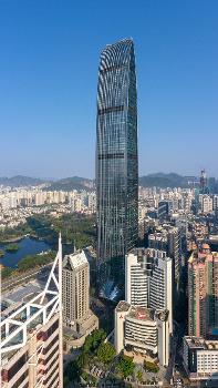 The KK100 is a supertall skyscraper in Shenzhen, Guangdong.