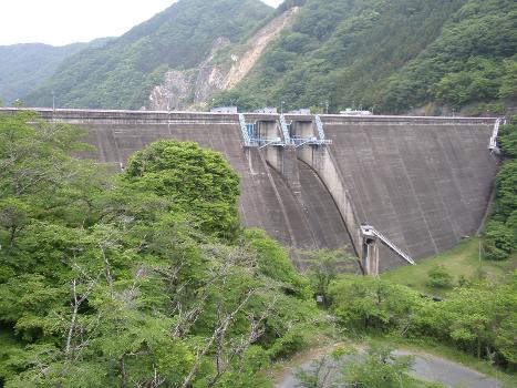 Komoto Dam on the Nishi river (tributary of Takahashi river), Niimi, Okayama.