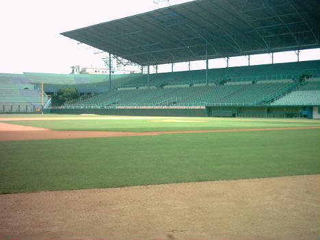 Estadio Latinoamericano - baseball stadium in Havana, Cuba. View over the infield and the bleachers on the rightfield side