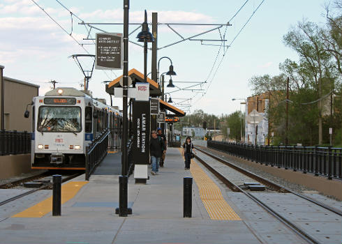 The Lamar RTD light rail station, located at 6363 W 13th Avenue in Lakewood, Colorado.