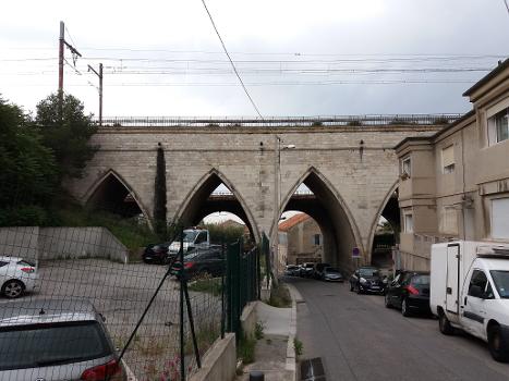 Viaducs ferroviaires: ligne Avignon-Marseille et derrière ligne de la Côte Bleue