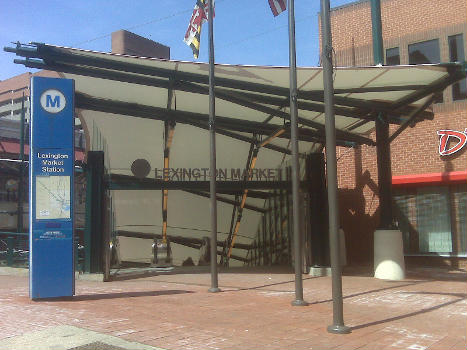 The entrance to the MTA Maryland Metro Subway's Lexington Market Station.