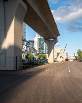 Construction of the Astana light metro near Abu Dhabi Plaza 