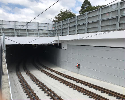 Light rail tunnel at the GCUH station, Gold Coast