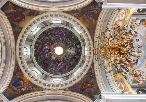 Cupola of Cathedral in Ljubljana, Slovenia. Frescoes are work of Italian master Giulio Quaglio in 1703–1706 and later 1721–1723.