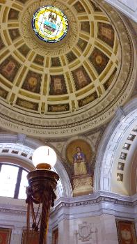 Portion of the recently renovated (March 2018) rotunda of the Luzerne County Courthouse, Wilkes-Barre, Pennsylvania