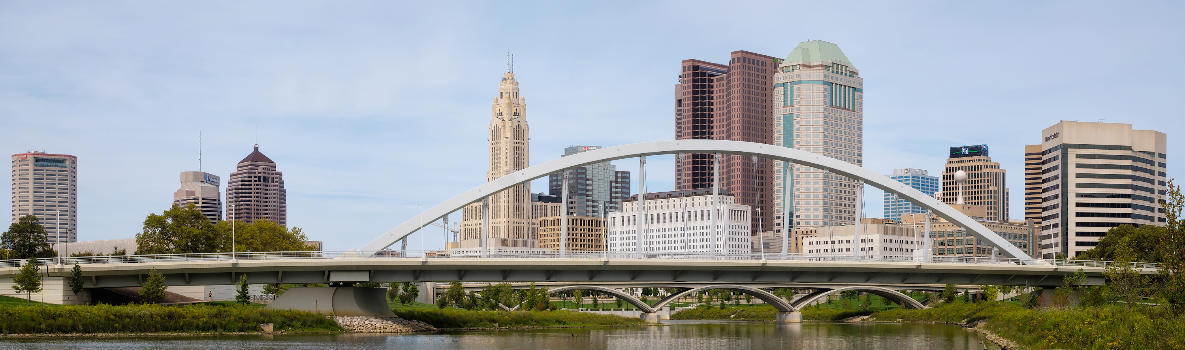 Columbus Ohio Skyline with the Main Street Bridge in the foreground