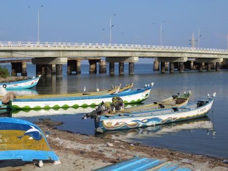 A three-kilometer bridge and causeway links Mannar Island to mainland Sri Lanka